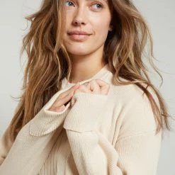 Yaya Fine Ribbed Knitted Mid Length Cardigan with Belt - Creme Brulee Beige