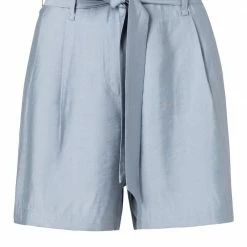 Yaya High Waist Belted Shorts - Misty Blue