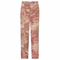 Yaya Wide Leg Capri Pants in Botanical Print - Cedar Wood Red Print
