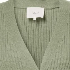 Yaya Rib Stitch Cardigan - Seagrass Green