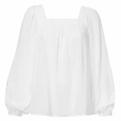 Yaya Cotton Top with Back Tie - Pure White