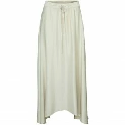 Yaya Long White Satin Skirt
