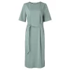 Yaya Jersey Dress with Belt Concrete Blue