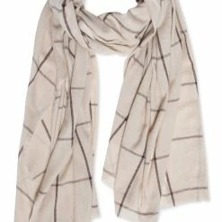 Yaya Checked Scarf in Recycled Fabric - Cement Dessin