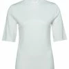 Yaya Stand Up Collar Top Half Sleeve - Egret Off White