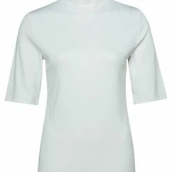 Yaya Stand Up Collar Top Half Sleeve - Egret Off White