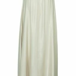 Yaya Long White Satin Skirt