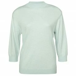 Yaya Sweater with Open Back, Round Neck and 3/4 Sleeves - Illusion Light Blue Melange