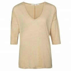 Yaya V-neck 3/4 Sleeve Top - Warm Sand