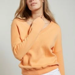 Yaya Boxy V-Neck Sweater - Orange