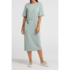 Yaya Jersey Dress with Belt Concrete Blue