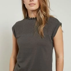 Yaya Black Smocked Top