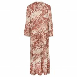 Yaya Botanical Print Boho Floaty Maxi Dress - Cedar Wood Red & Brazilian Sand Print
