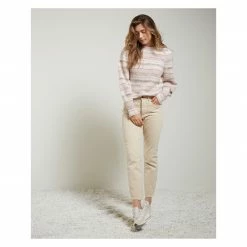 Yaya High Waist Straight Leg Denim Jeans - Sesame Sand