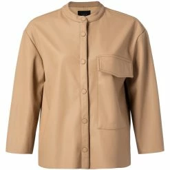 Yaya Dusty Toffee Faux Leather Shirt