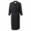 Yaya Black Wrapped Midi Dress with Buckle Belt