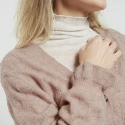 Yaya Pointelle Stitch Cardigan with Ruffle Sleeves - Rose Pink Melange 10 Yaya Pointelle Stitch Cardigan with Ruffle Sleeves - Rose Pink Melange