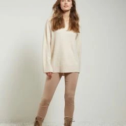 Yaya A-Symmetrical Neckline Sweater - Beige Melange