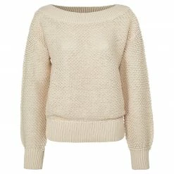 Yaya Long Sleeved Boatneck Sweater in Textured Yarn