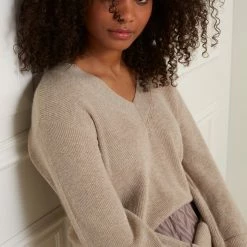 Yaya Gold V Neck Sweater