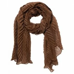 Yaya Pleated Scarf Bright Brown