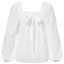 Yaya Cotton Top with Back Tie - Pure White
