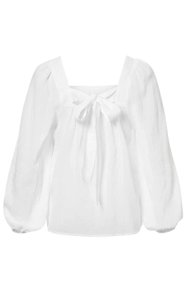 Yaya Cotton Top with Back Tie - Pure White 4 Yaya Cotton Top with Back Tie - Pure White