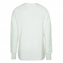 Yaya Tonal Stripe Mixed Texture Cotton Sweater - Egret Off White
